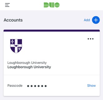 prompt screen with purple lu logo and passcode display